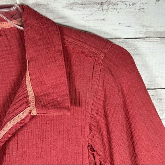 The Impeccable Pig Crinkle Cotton Babydoll Rust Bohemian Oversized Top M - Picture 5 of 12